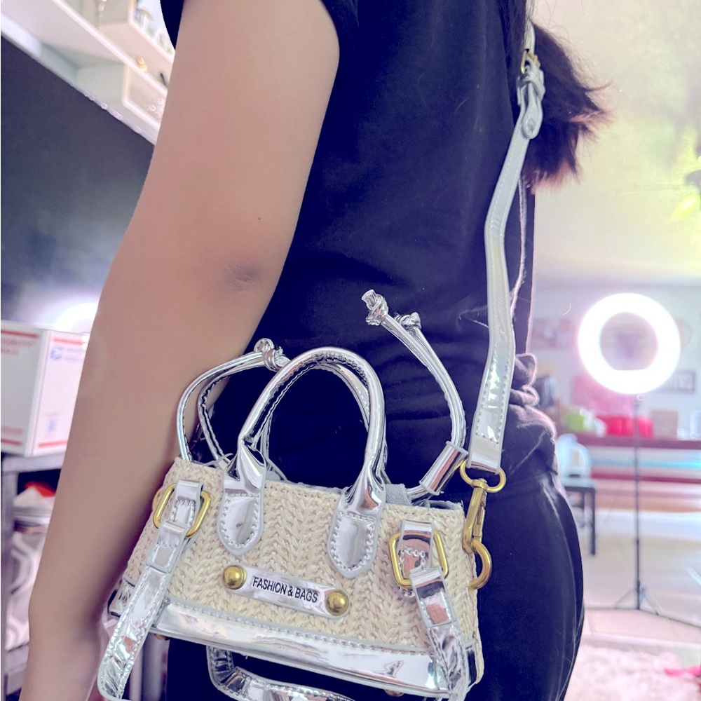 Fashion Bug Silver and Cream Mini Bag